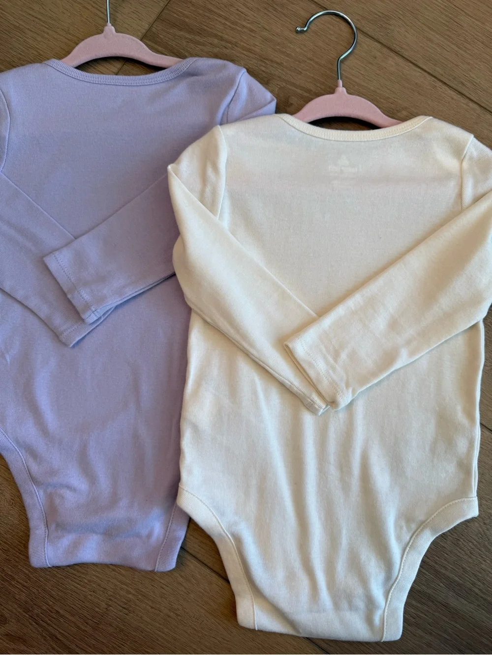 Baby GAP Long-Sleeve Bodysuits in Lavender and Cream